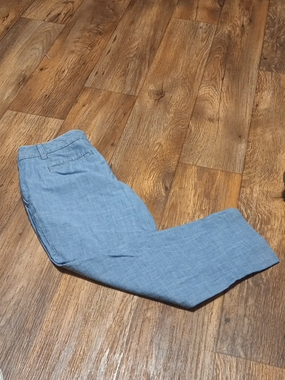Womens Lands End Light Blue Chambray - Capri Pants Straight Fit Smart Casual